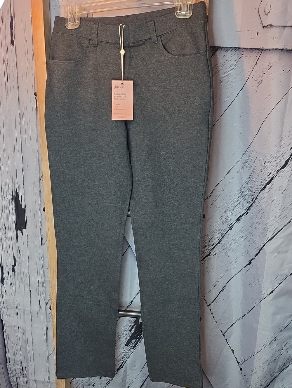 Quince Charcole Open 4 Pocket Ultra Stretch Ponte Pants Straight Leg Small